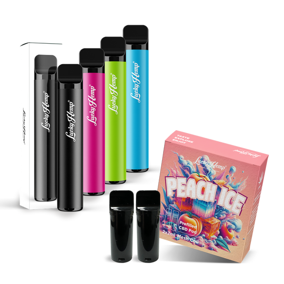 Vape Battery + 2 Pods Peach Ice Vape Pens Lucky Hemp